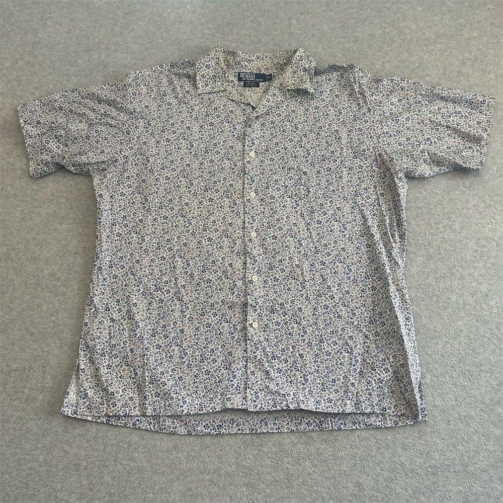 Ralph Lauren Short Sleeve Button-Up Shirt Men's Large Blue Floral Caldwell